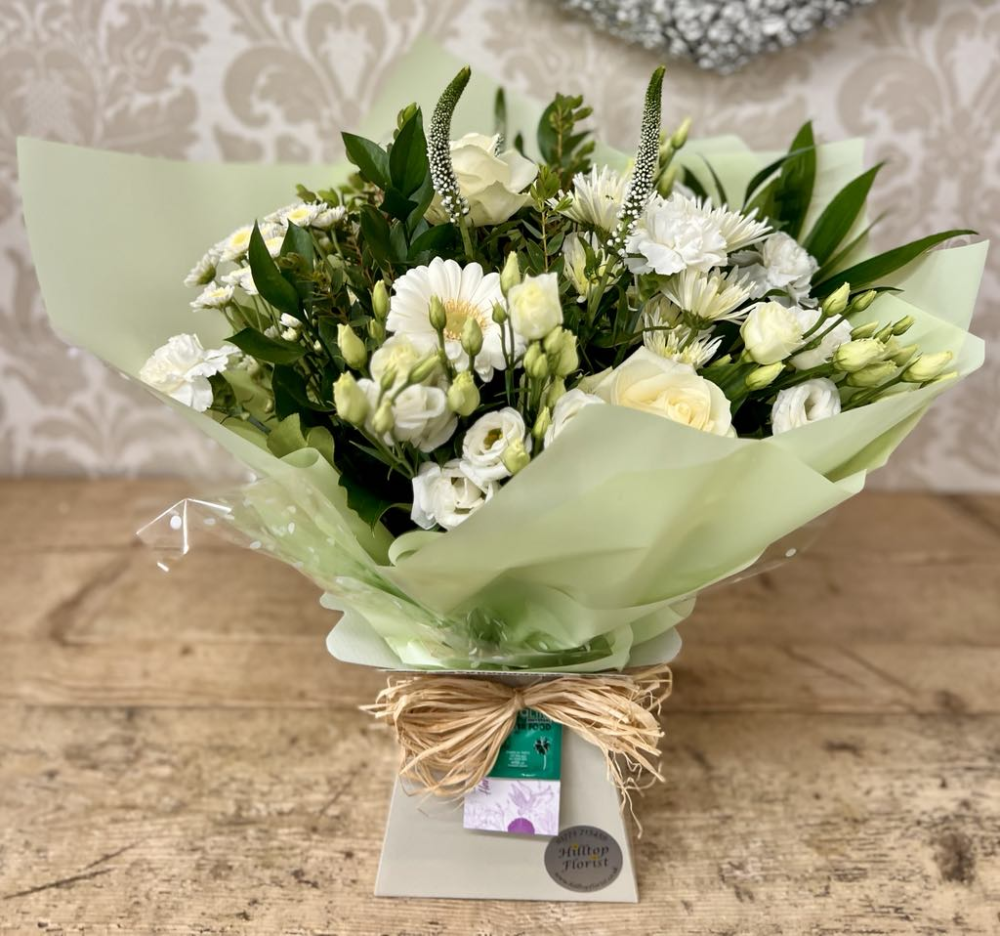 White simplicity Hand Tied Boxed Bouquet